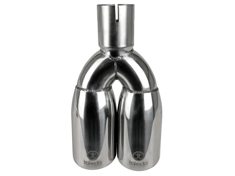 aFe Takeda 304 Stainless Steel Clamp-on Exhaust Tip Polished 2-1/2ininlet x 3-1/2in Outlet X 12in L