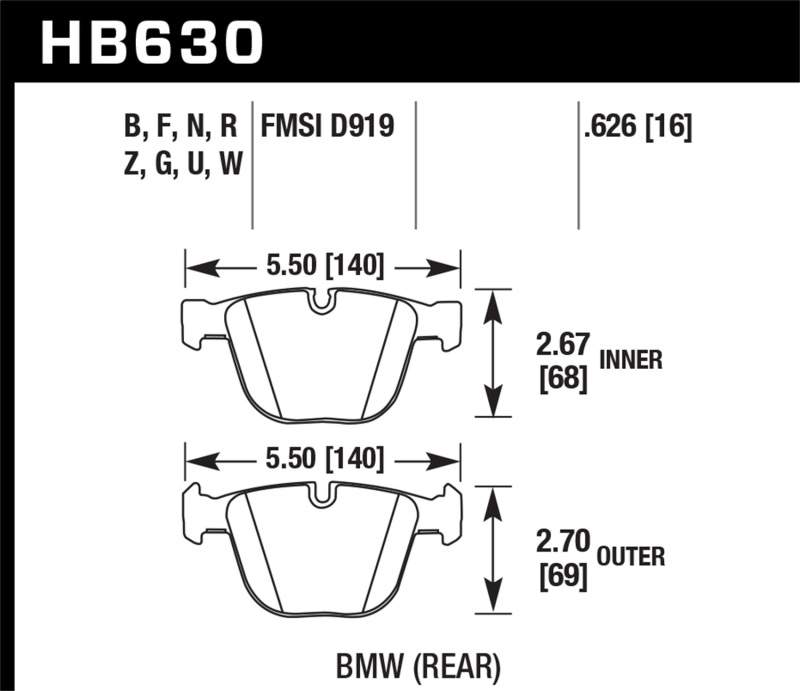 Hawk 06-10 BMW M5/M6 DTC-60 Rear Brake Pads thumbnail 4