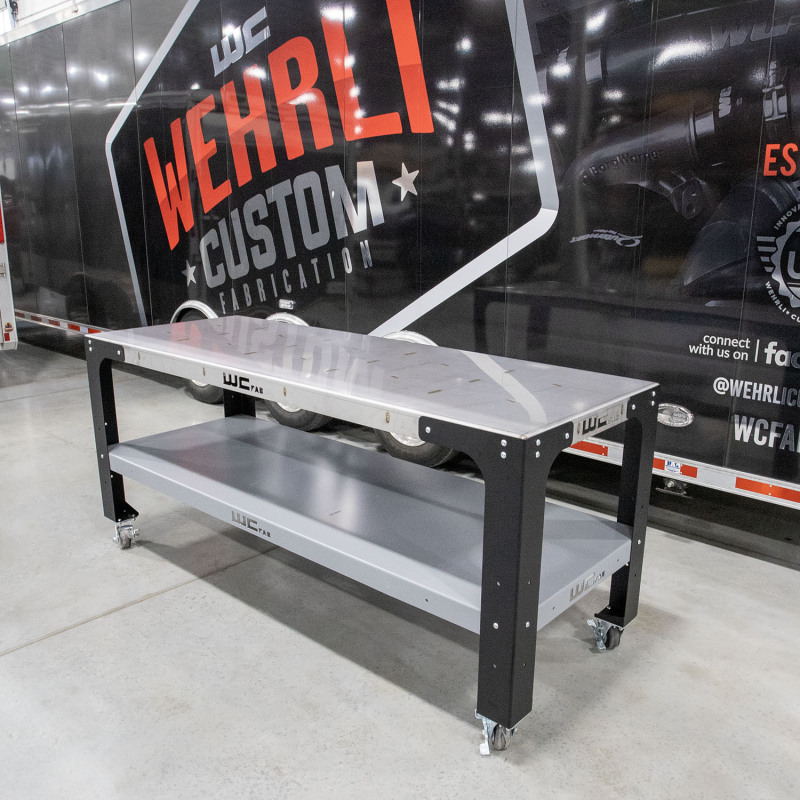 Wehrli Modular Steel Work Bench Top/Shelf Kit - 32in x 90in x .120in Thick (Stainless Steel & Grey) thumbnail 2