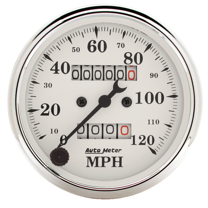 Auto Meter 3-1/8in 120MPH Mechanical Speedometer Old Tyme White Gauge thumbnail 3
