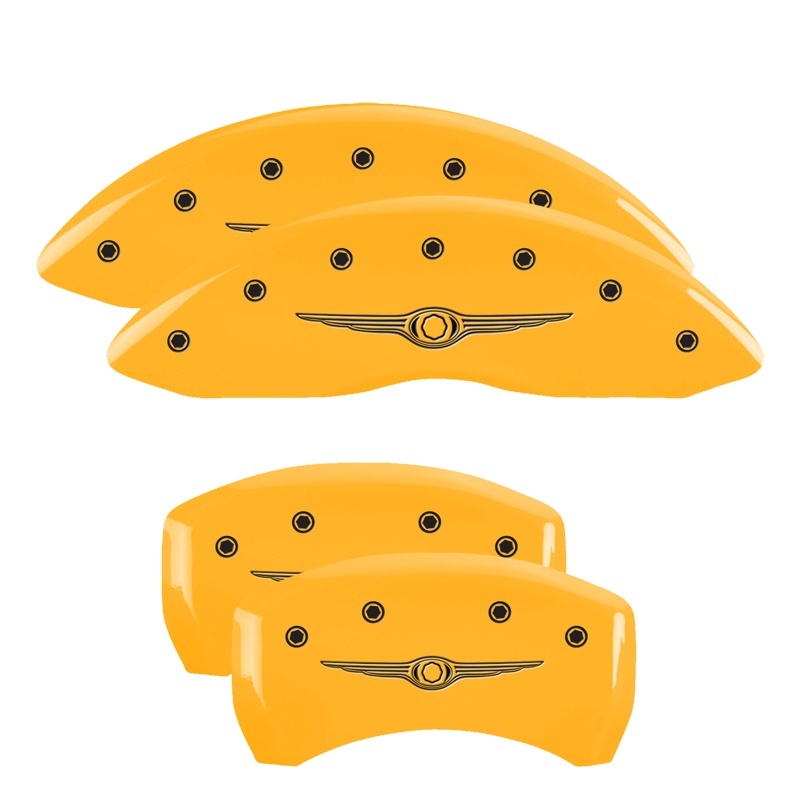 MGP 4 Caliper Covers Engraved F & R Chrysler Wing Yellow Finish Black Char 2005 Chrysler Crossfire thumbnail 7