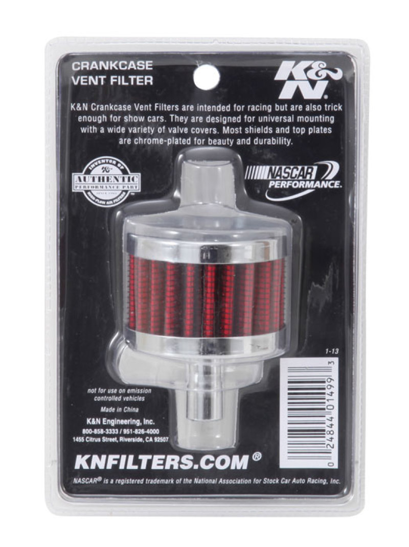 K&N Steel Base Chrome Top Crankcase Vent Filter 1/2in. Vent / 2in. OD / 1-1/2in. Height thumbnail 8