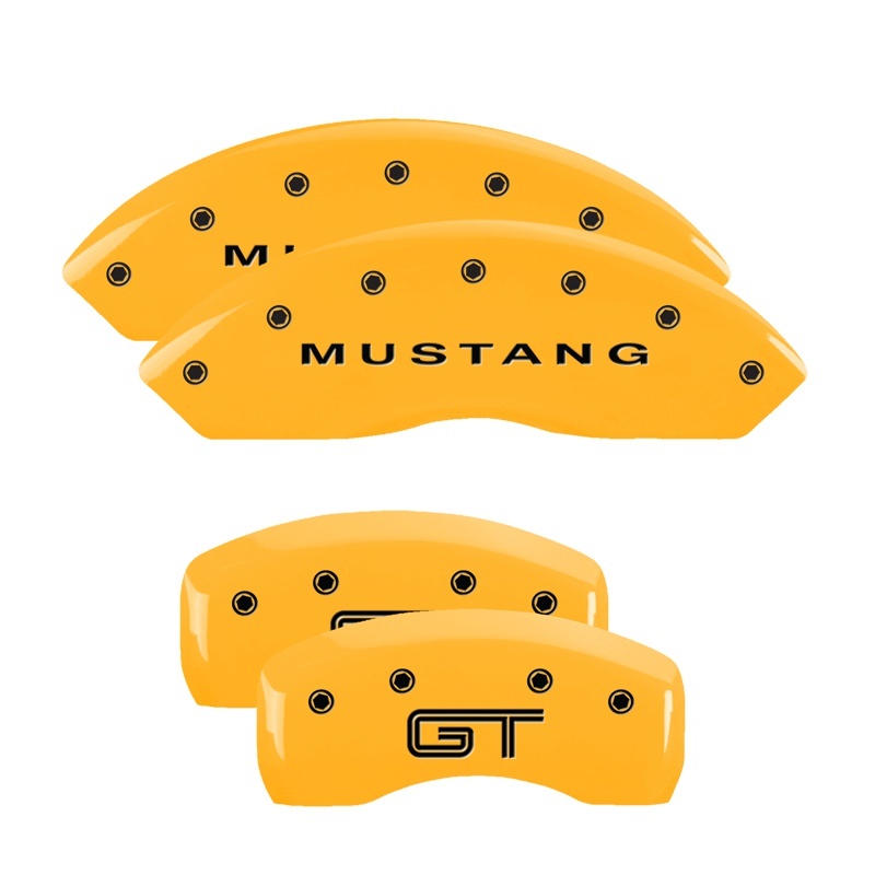 MGP 4 Caliper Covers Engraved Front & Rear Cobra Yellow Finish Black Char 2003 Ford Mustang thumbnail 7