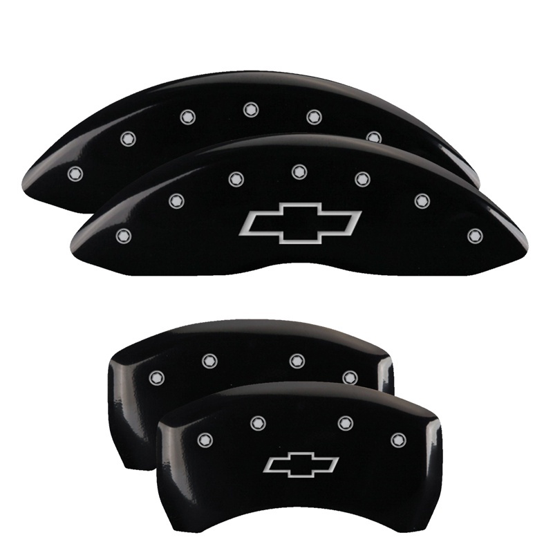 MGP 4 Caliper Covers Engraved Front & Rear Bowtie Black finish silver ch thumbnail 5
