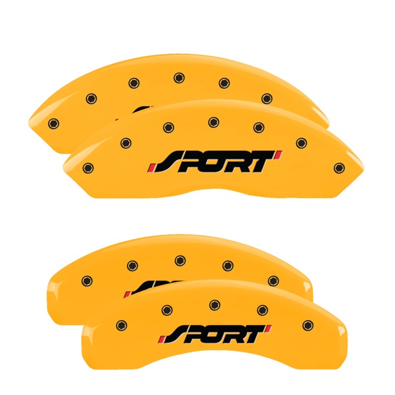 MGP 4 Caliper Covers Engraved Front & Rear Oval logo/Ford Yellow finish black ch thumbnail 7