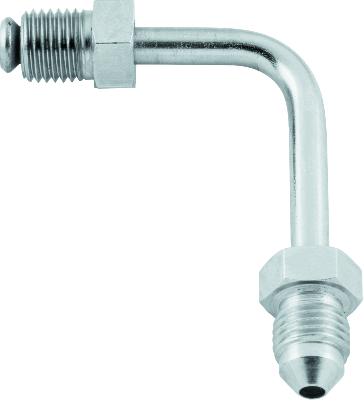 Twin Power Stainless Brake Fitting Male 3/8-24 Inverted Flare to AN-3 Male 90 Adaptor Tube Short thumbnail 2