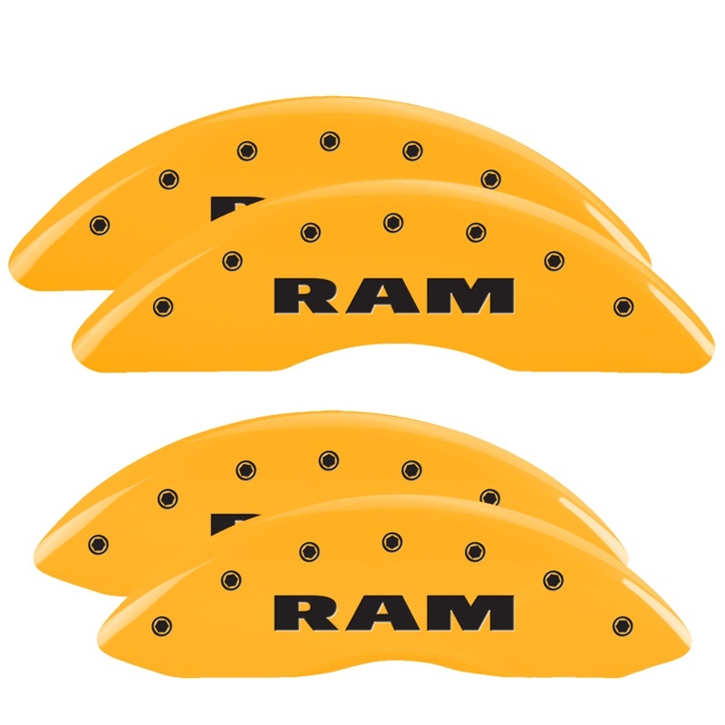 MGP 4 Caliper Covers Engraved Front & Rear RAM Yellow finish black ch thumbnail 7