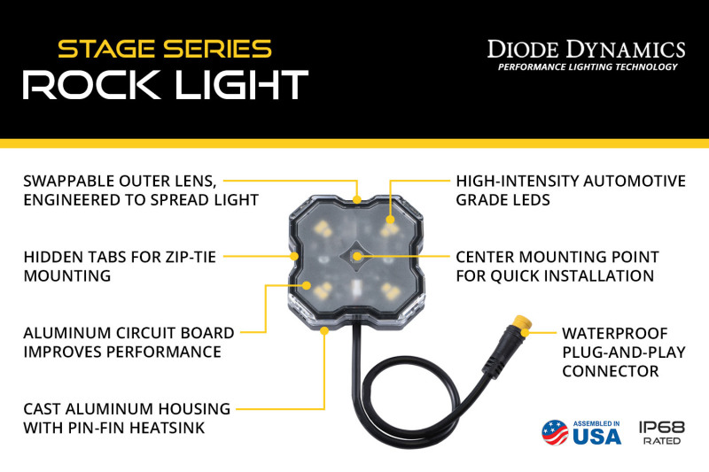 Diode Dynamics Stage Series RGBW LED Rock Light Kit (8-pack) thumbnail 6