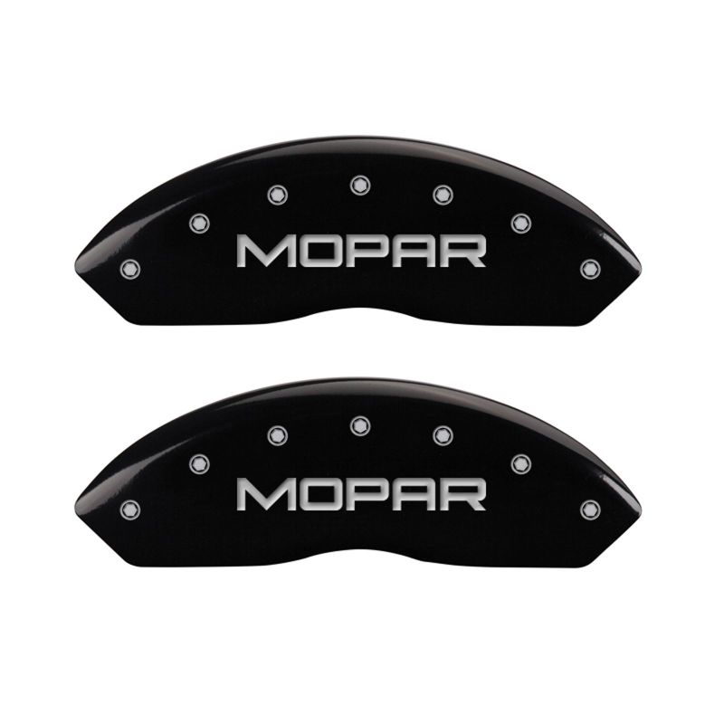 MGP 4 Caliper Covers Engraved Front & Rear MOPAR Black finish silver ch thumbnail 7