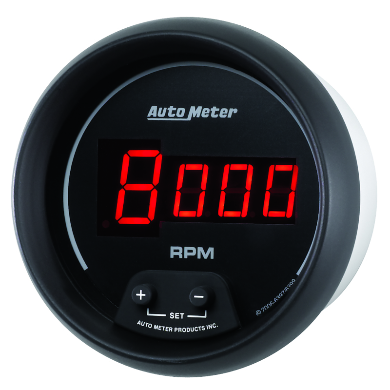 AutoMeter Gauge Tach 3-3/8in. 10K RPM In-Dash Digital Black Dial W/ Red Led