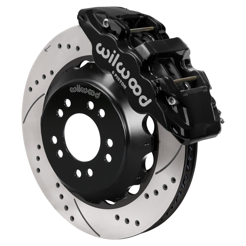 Wilwood Ford Mustang II Ford Aero6 Front Brake Kit w/ 14.00in Drilled & Slotted Rotor - Black
