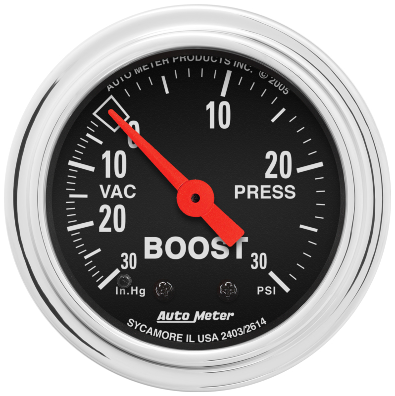 AutoMeter Gauge Vac/Boost 2-1/16in. 30Inhg-30PSI Mechanical Traditional Chrome thumbnail 4