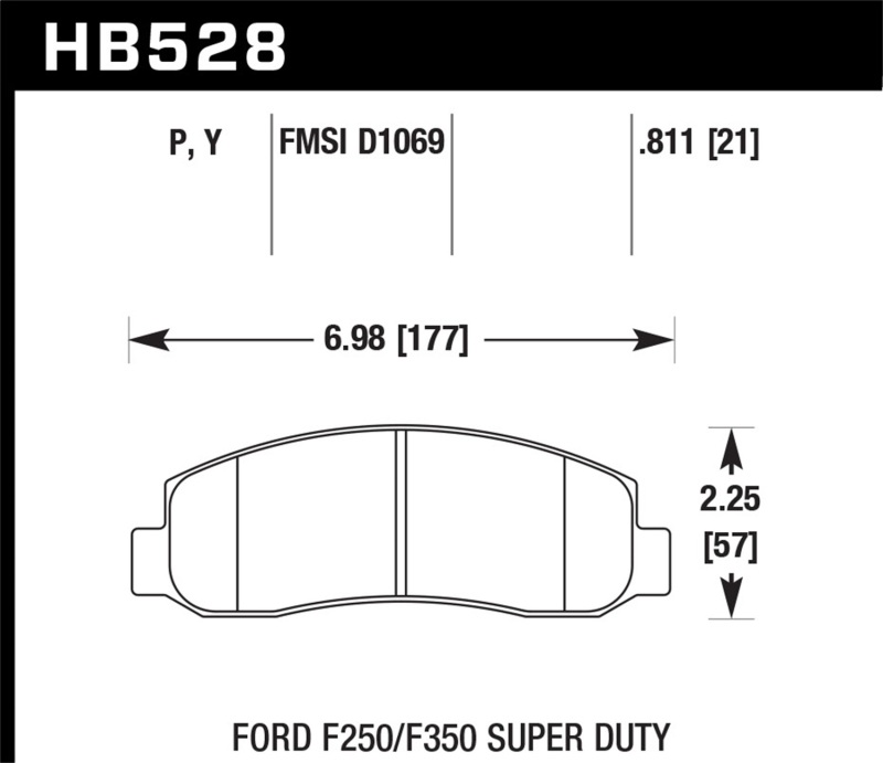 Hawk 05-11 Ford F250/F350 / 2011 Ford F550 Super Duty Street Front Brake Pads thumbnail 7