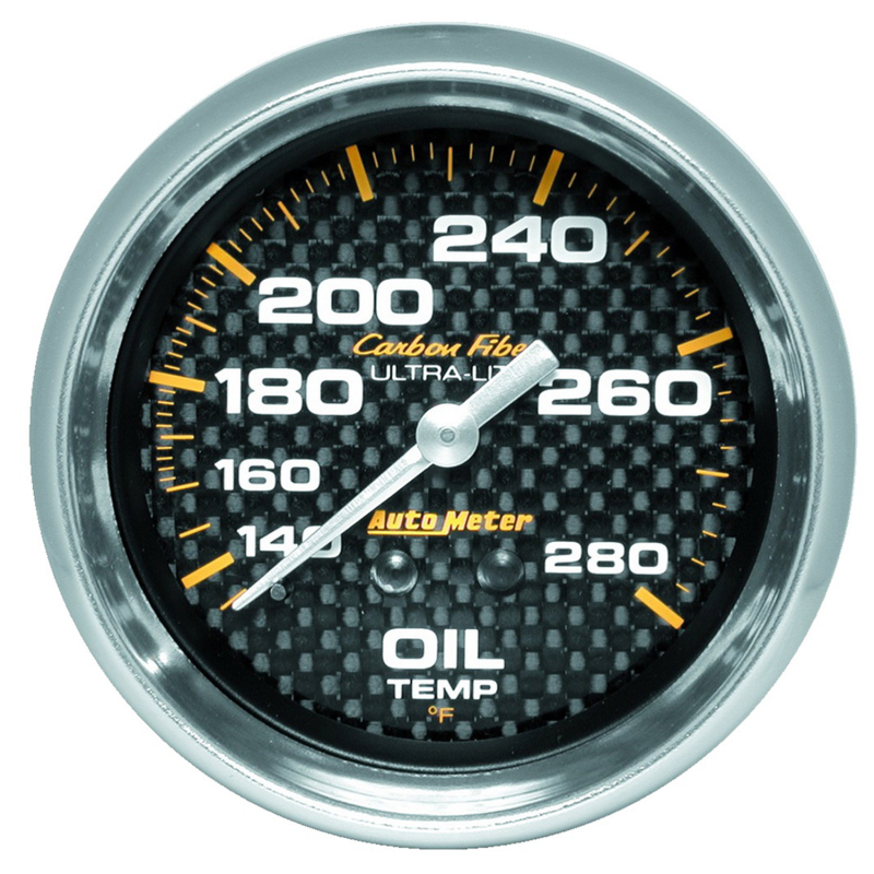 Autometer Carbon Fiber 2-5/8in 140-280 Deg F Mechanical Oil Temp Gauge thumbnail 2