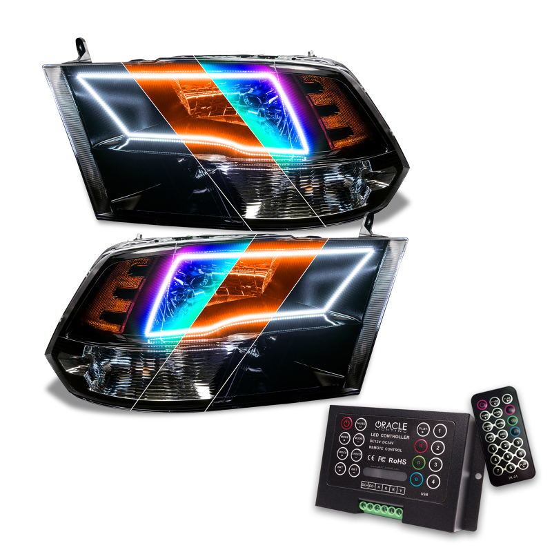 Oracle Lighting 09-18 RAM 1500 Sport Halo Headlights - Blk Housing w/2.0 Controller