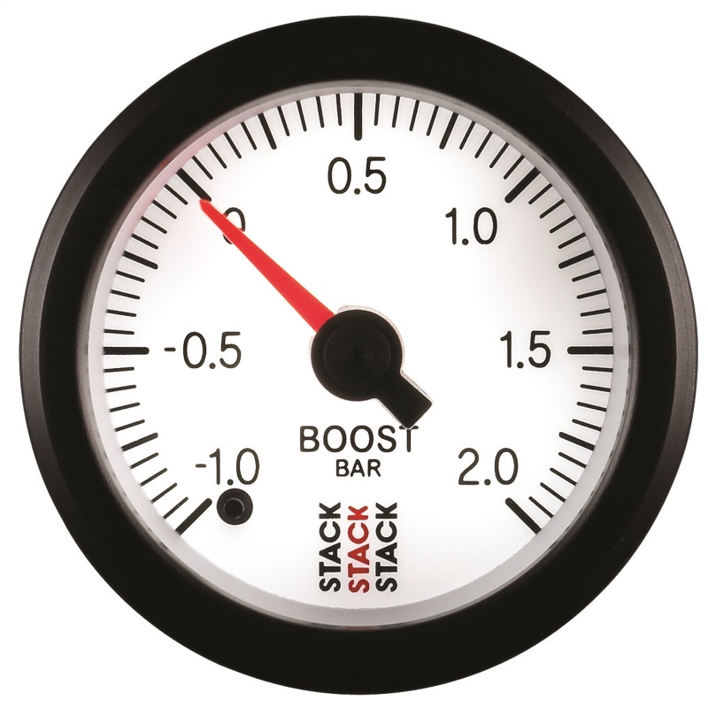 Autometer Stack 52mm -1 to +2 Bar (Incl T-Fitting) Pro Stepper Motor Boost Pressure Gauge - White thumbnail 4