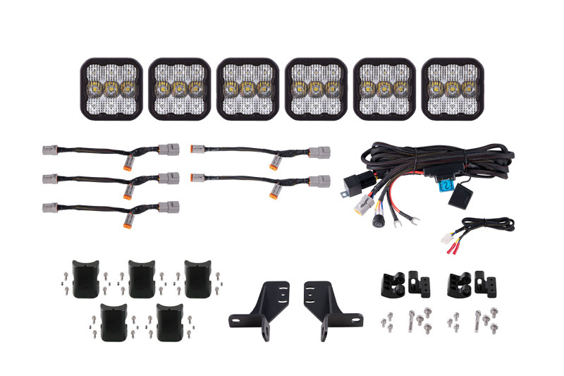 Diode Dynamics Bronco SS5 6-Pod CrossLink Grille Lightbar Kit Pro - White Combo thumbnail 2