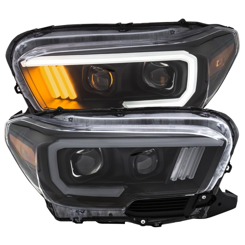 ANZO 2016-2017 Toyota Tacoma Projector Headlights w/ Plank Style Design Black/Amber w/ DRL thumbnail 3