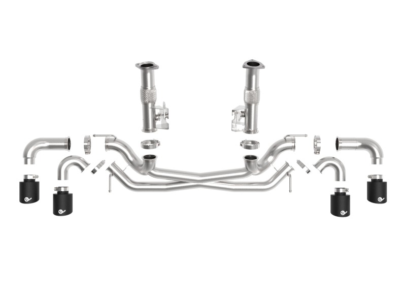 aFe MACH Force-Xp 3in to 2-1/2in 304SS Cat-Back (No Muff.) 2020 Chevy Corvette (C8) 6.2L - Black Tip thumbnail 4