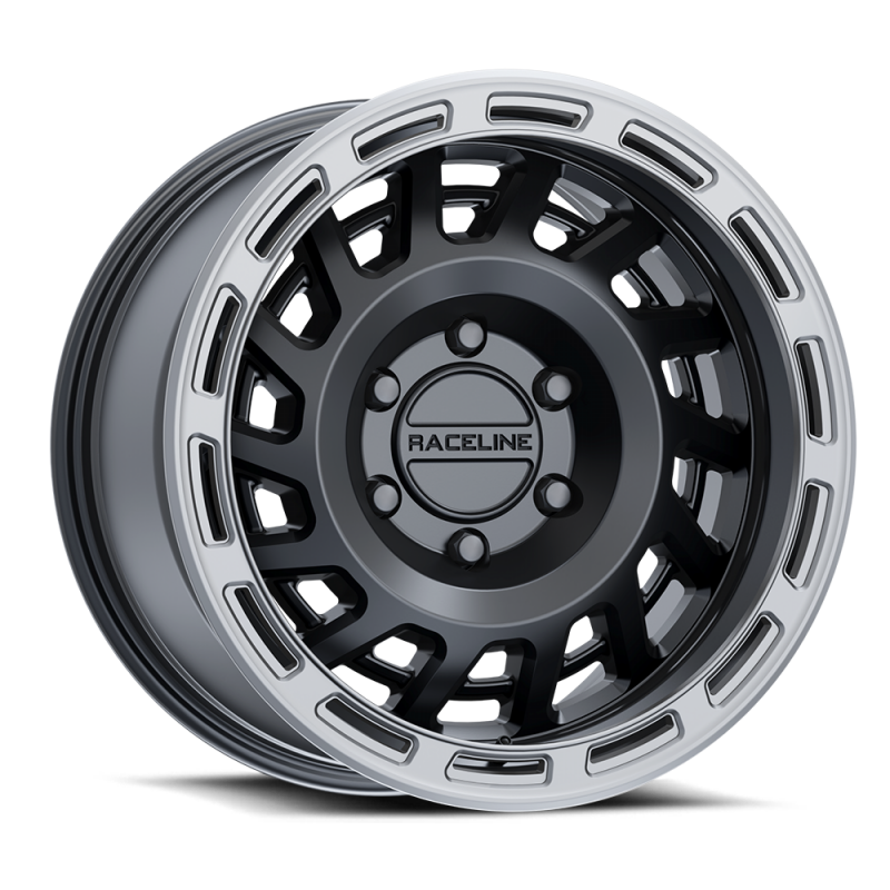 Raceline 957BS Halo 17x8.5in / 5x127 BP / 0mm Offset / 78.1mm Bore - Black & Silver Lip Wheel thumbnail 2