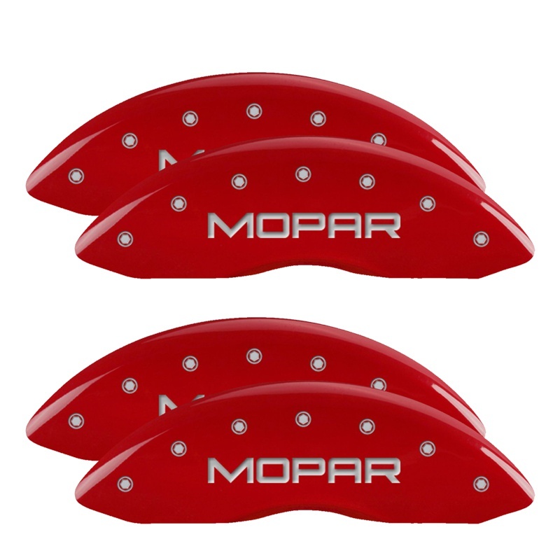 MGP 4 Caliper Covers Engraved Front & Rear MOPAR Red finish silver ch thumbnail 5