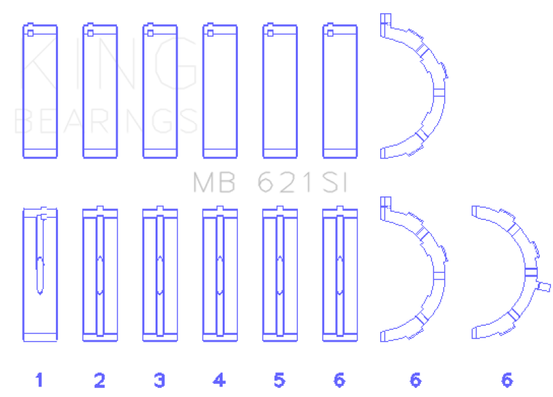King Engine Bearings Ford 415 (Size +0.25mm) Main Bearing Set thumbnail 3