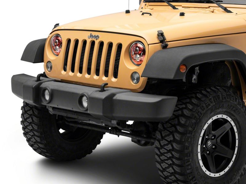 Raxiom 07-18 Jeep Wrangler JK 7-In LED Headlights- Red Housing- Clear Lens thumbnail 4