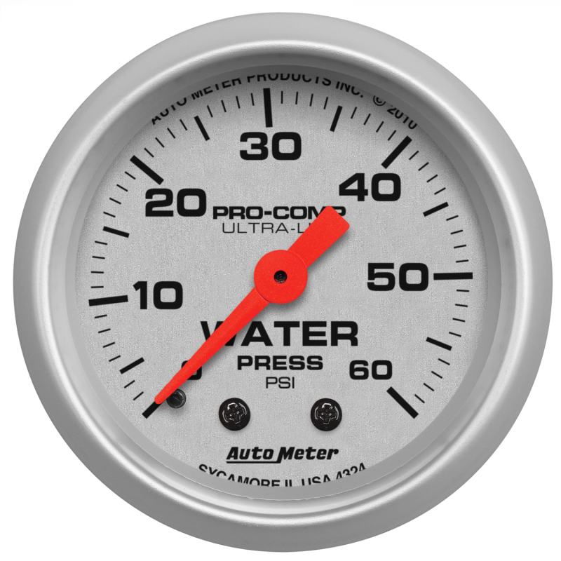 Autometer Ultra-Lite 52mm 60 PSI Mechanical Water Pressure Gauge thumbnail 3