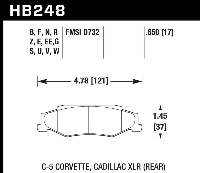 Hawk 97-06 Corvette (incl C5 Z06) HPS Street Rear Brake Pads thumbnail 5