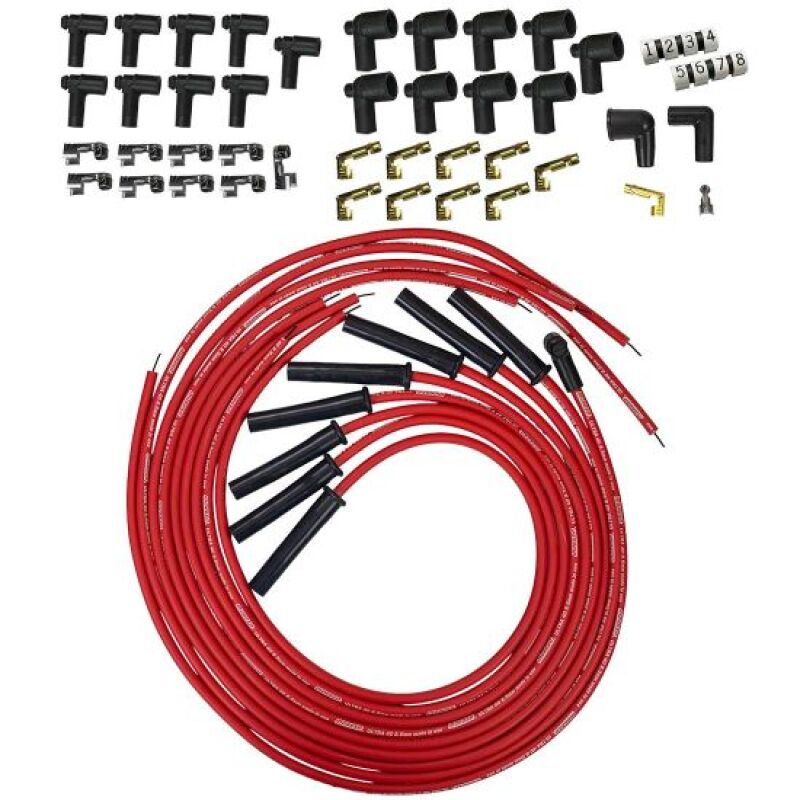 Moroso Universal HEI/Non-HEI Style Caps Ultra 40 8mm Multi-Angle Boot Spark Plug Wire Set - Red