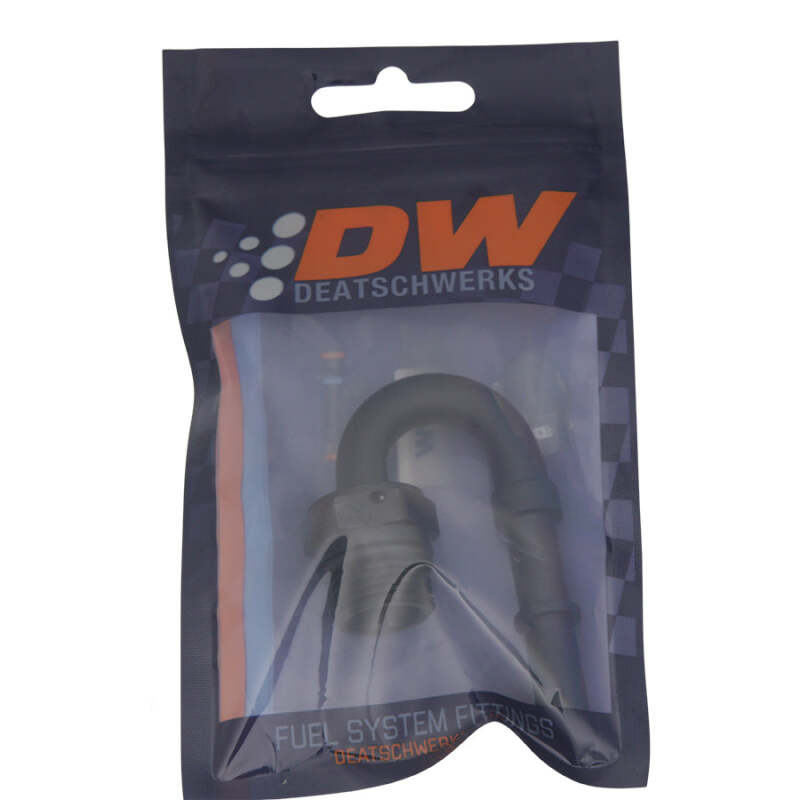 DeatschWerks 8AN ORB Male to 3/8in Male EFI Quick Connect Adapter 180-Degree - Anodized Matte Black thumbnail 5