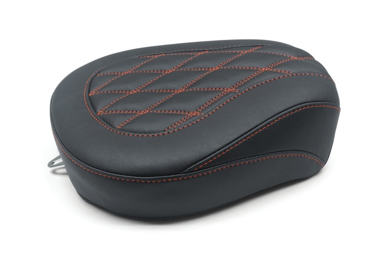 Mustang 08-21 Harley Wide Tripper FL Touring Passenger Seat w/Red Diamond Stitch - Black