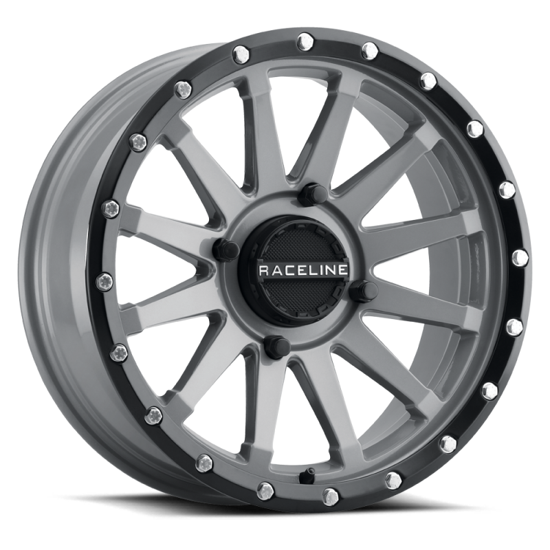 Raceline A95SG Trophy 14x7in / 4x110 BP / 10mm Offset / 83.8mm Bore - Grey & Black Lip Wheel thumbnail 3