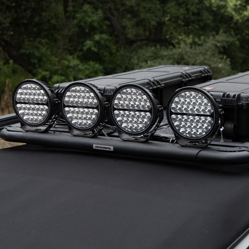 Go Rhino Xplor Blackout Series Round Single LED Spot Light Kit w/DRL (Surface Mount) 9in. - Blk thumbnail 4