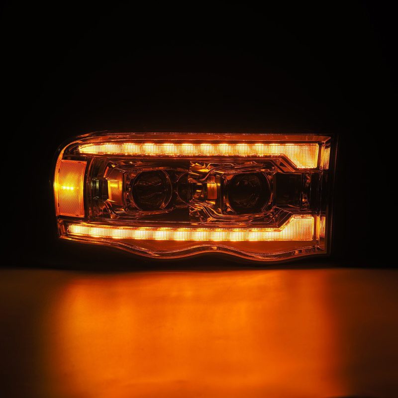 AlphaRex 02-05 Dodge Ram 1500 LUXX LED Proj Headlights Plank Style Chrome w/Activ Light/Seq Signal thumbnail 3
