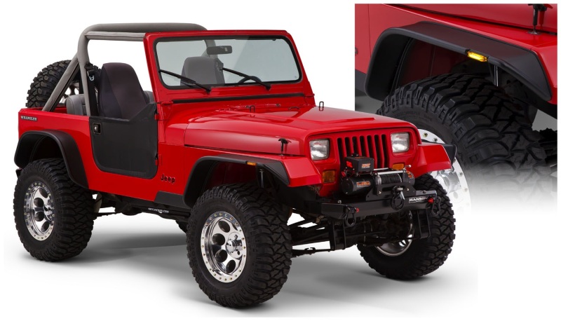 87-95 Jeep Wrangler Flat Style Flares 4pc Excludes Renegade - Black