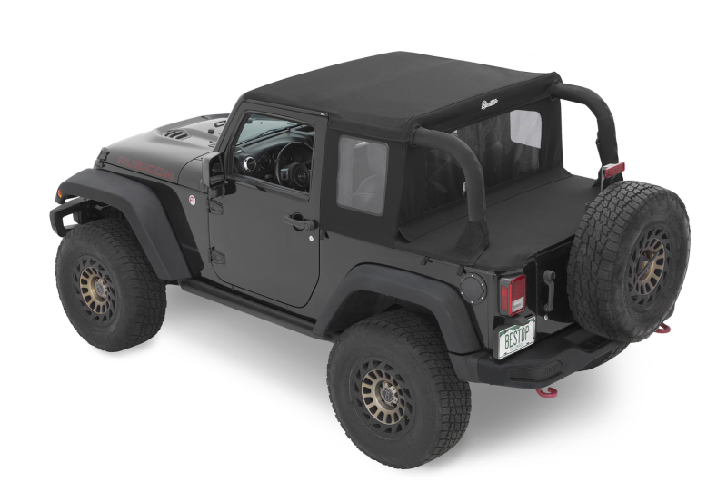 Bestop 07-18 Jeep Wrangler JK 2-Door Halftop Soft Top (Black Diamond) thumbnail 4