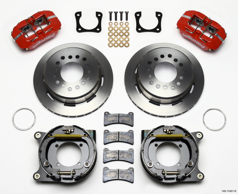 Wilwood Dynapro Low-Profile 11.00in P-Brake Kit - Red Chevy 12 Bolt Spcl 2.81in Offset
