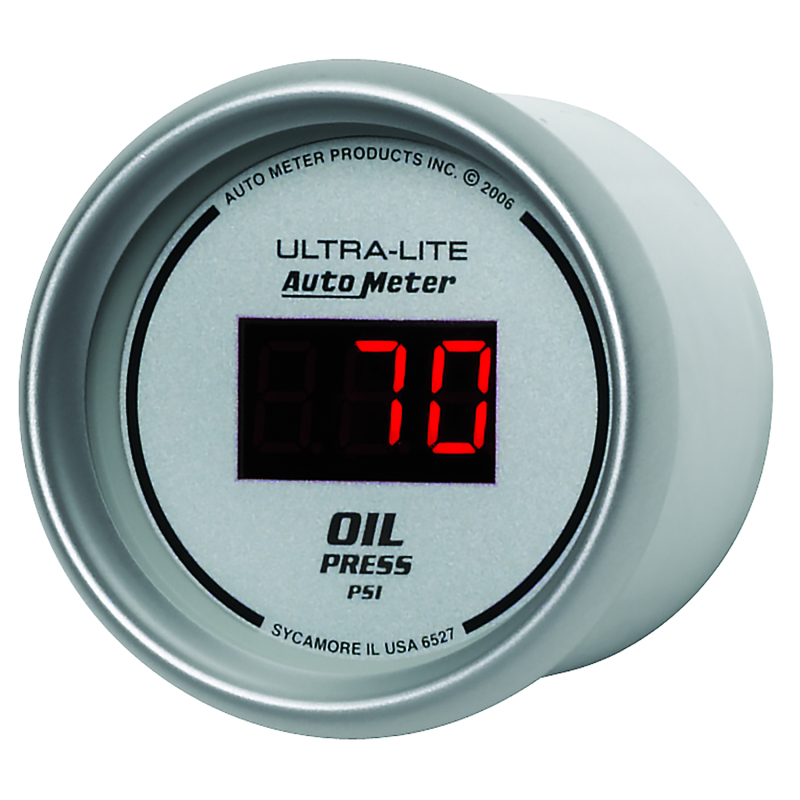 Autometer Ultra-Lite 2-1/16in 100PSI Silver Dial Digital Oil Pressure Gauge w/ Red LED thumbnail 4