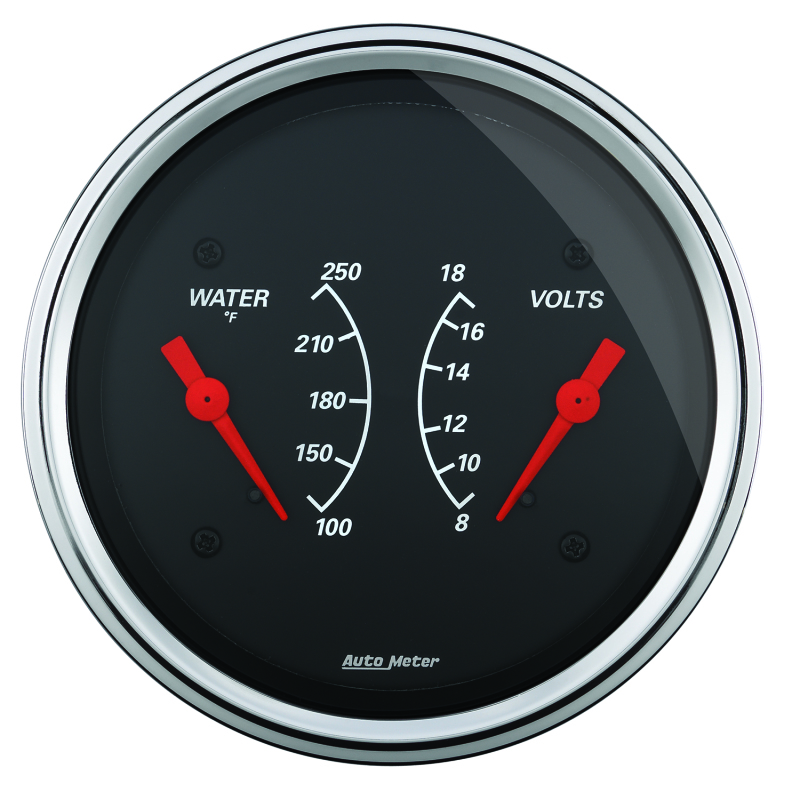 AutoMeter Gauge Dual Wtmp & Volt 3-3/8in. 250 Deg. F & 18V Elec Designer Black thumbnail 3