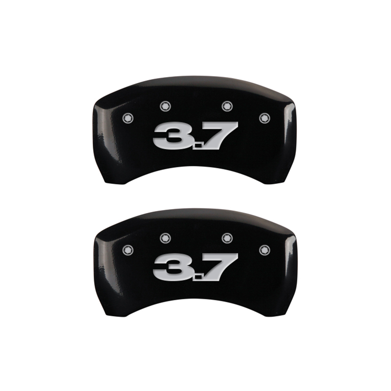 MGP 4 Caliper Covers Engraved Front Mustang Engraved Rear 37 Black finish silver ch thumbnail 6