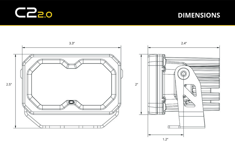 Diode Dynamics Stage Series 2 In Roll Bar Chase Light Kit SSC2 Sport - Yellow (Pair)
