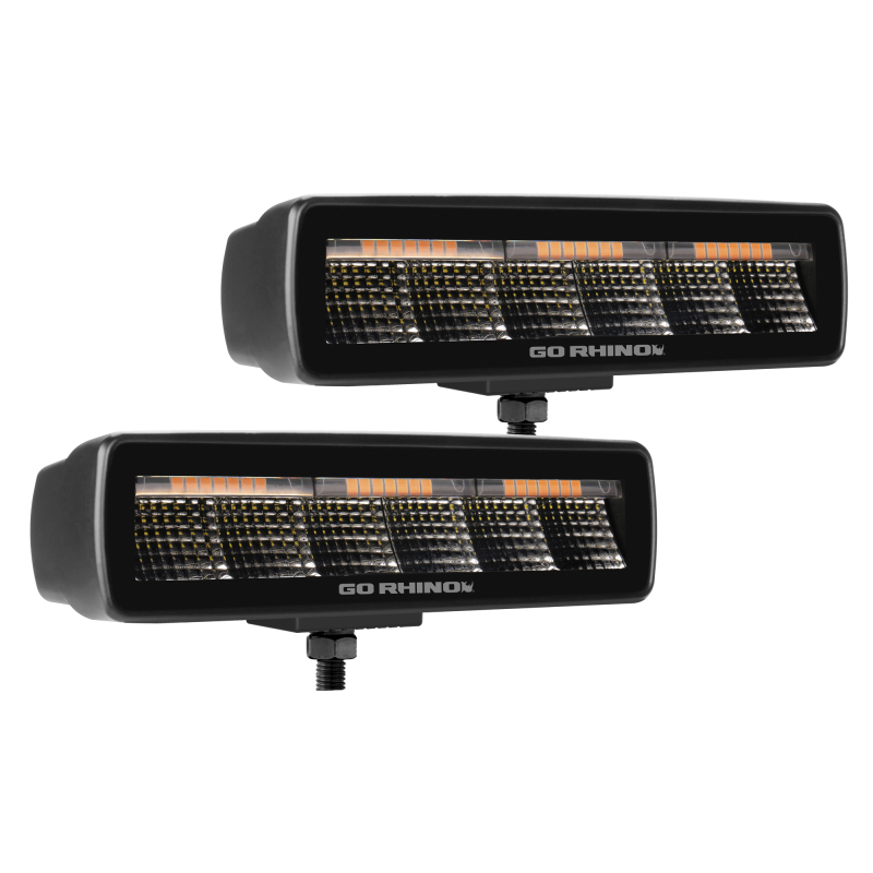 Go Rhino Xplor Blackout Combo Series Sixline LED Flood Lights w/Amber (Surface Mount) - Blk (Pair) thumbnail 4