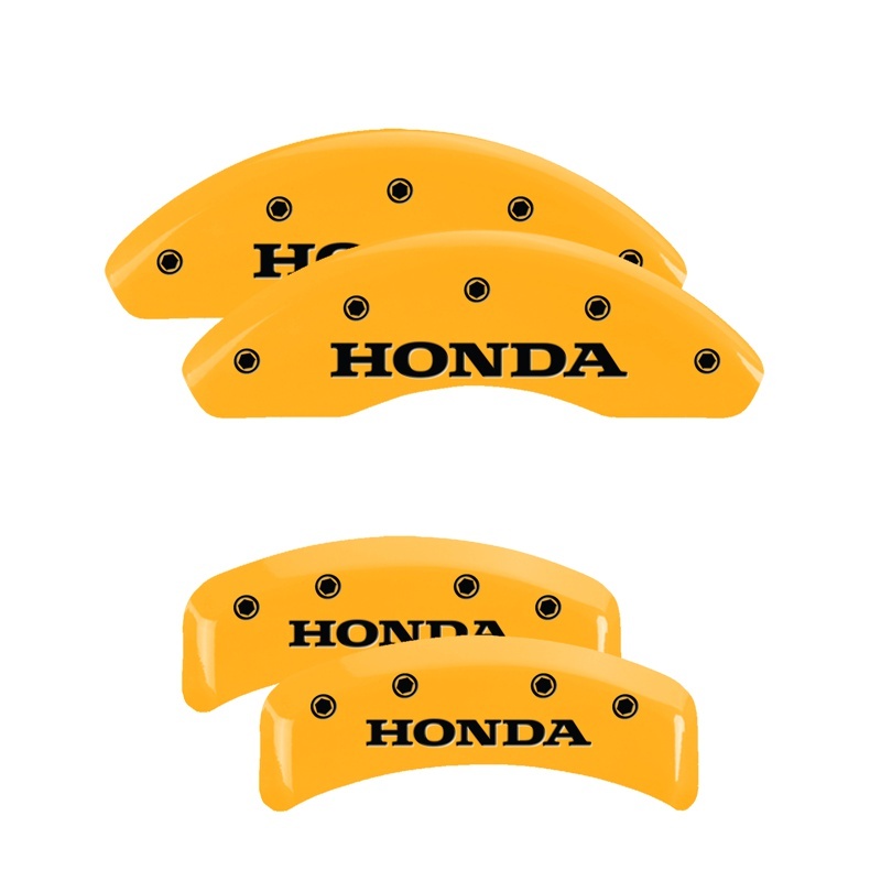 MGP 4 Caliper Covers Engraved Front & Rear Honda Yellow finish black ch thumbnail 6