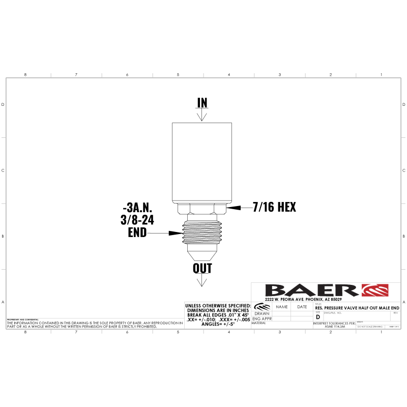 Baer Brakes Residual Valve - 10LB, -3AN Fittings thumbnail 2