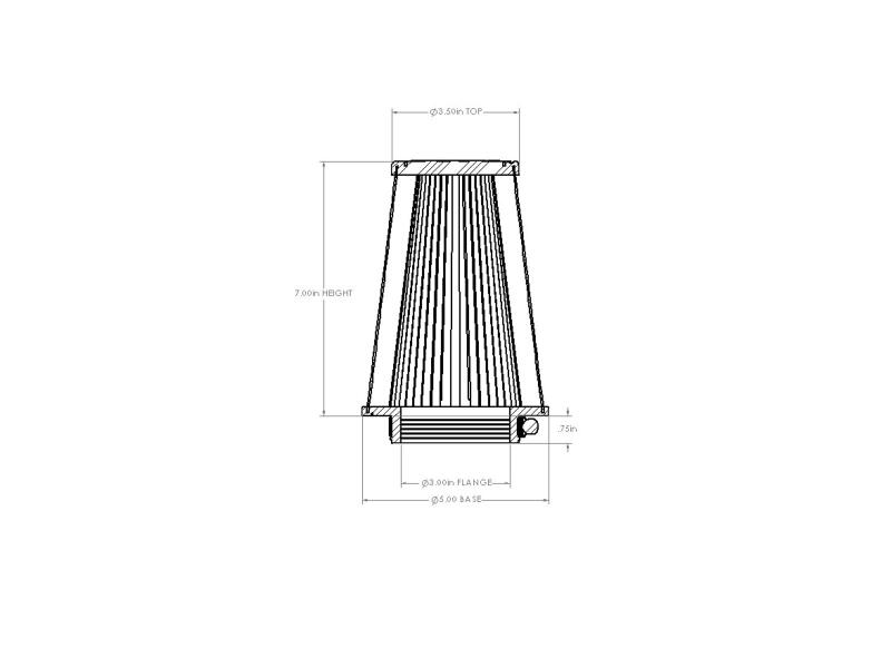 aFe POWER Universal Clamp-On Air Filter w/ D2 Dura-Dry Media - 3in F x 5in B x 3-1/2in T x 7in H thumbnail 4