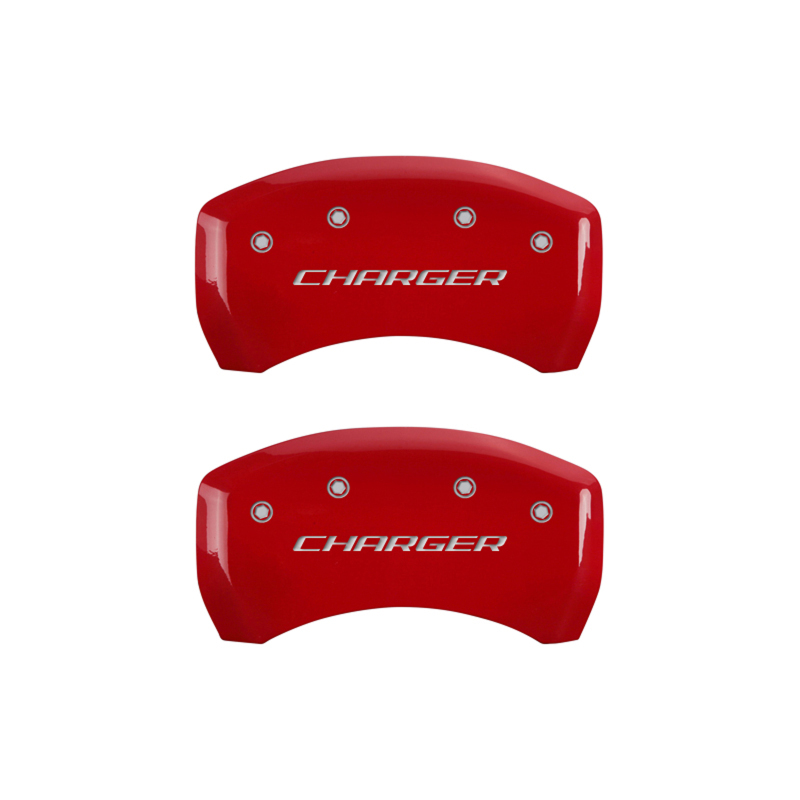 MGP 4 Caliper Covers Engraved Front & Rear Block/Charger Red finish silver ch thumbnail 6