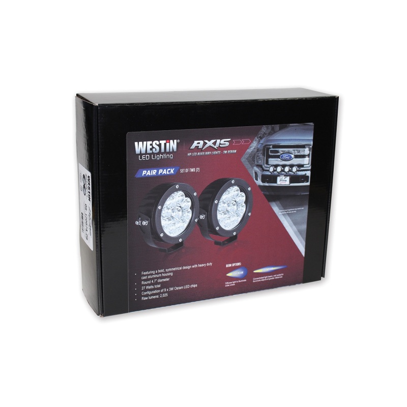 Westin Axis LED Auxiliary Light 4.75 inch Round Flood w/3W Osram (Set of 2) - Black thumbnail 6