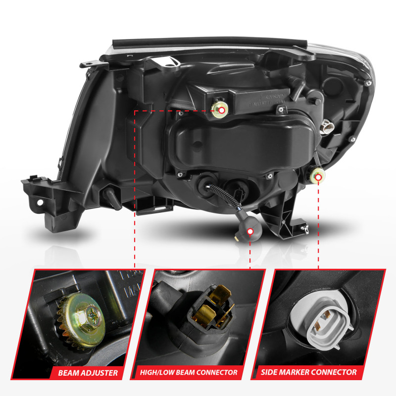ANZO 05-11 Toyota Tacoma Projector Headlights w/Light Bar Switchback Black Housing thumbnail 9