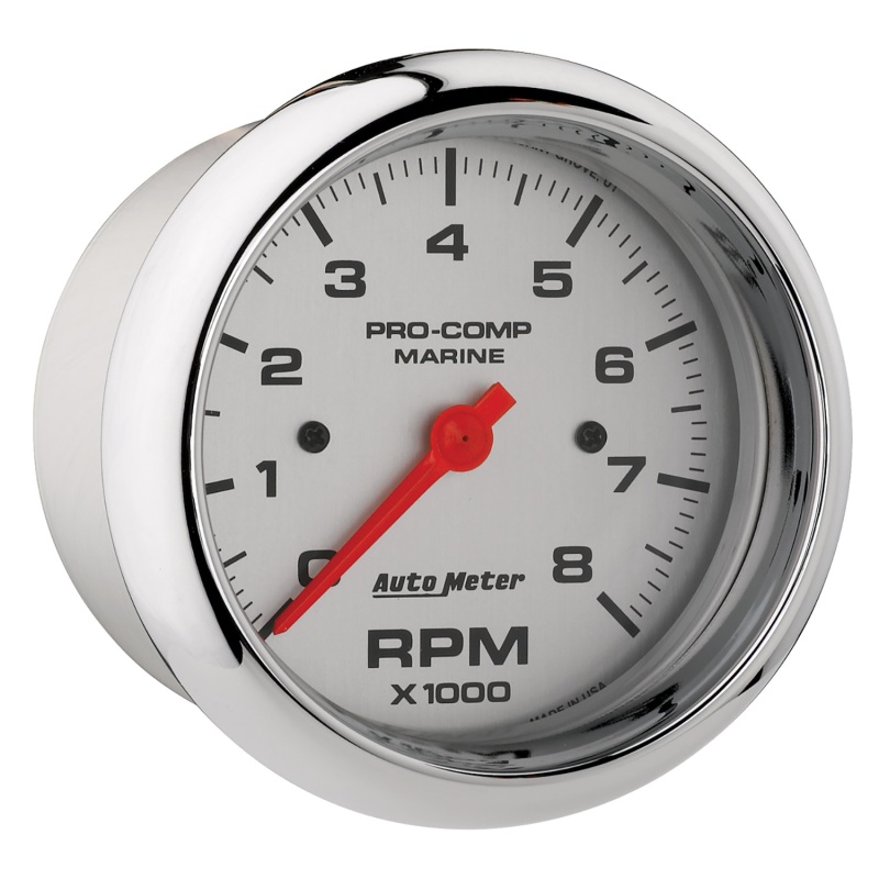Autometer Marine Chrome Ultra-Lite 3-3/8in 8k RPM Tachometer Gauge thumbnail 8